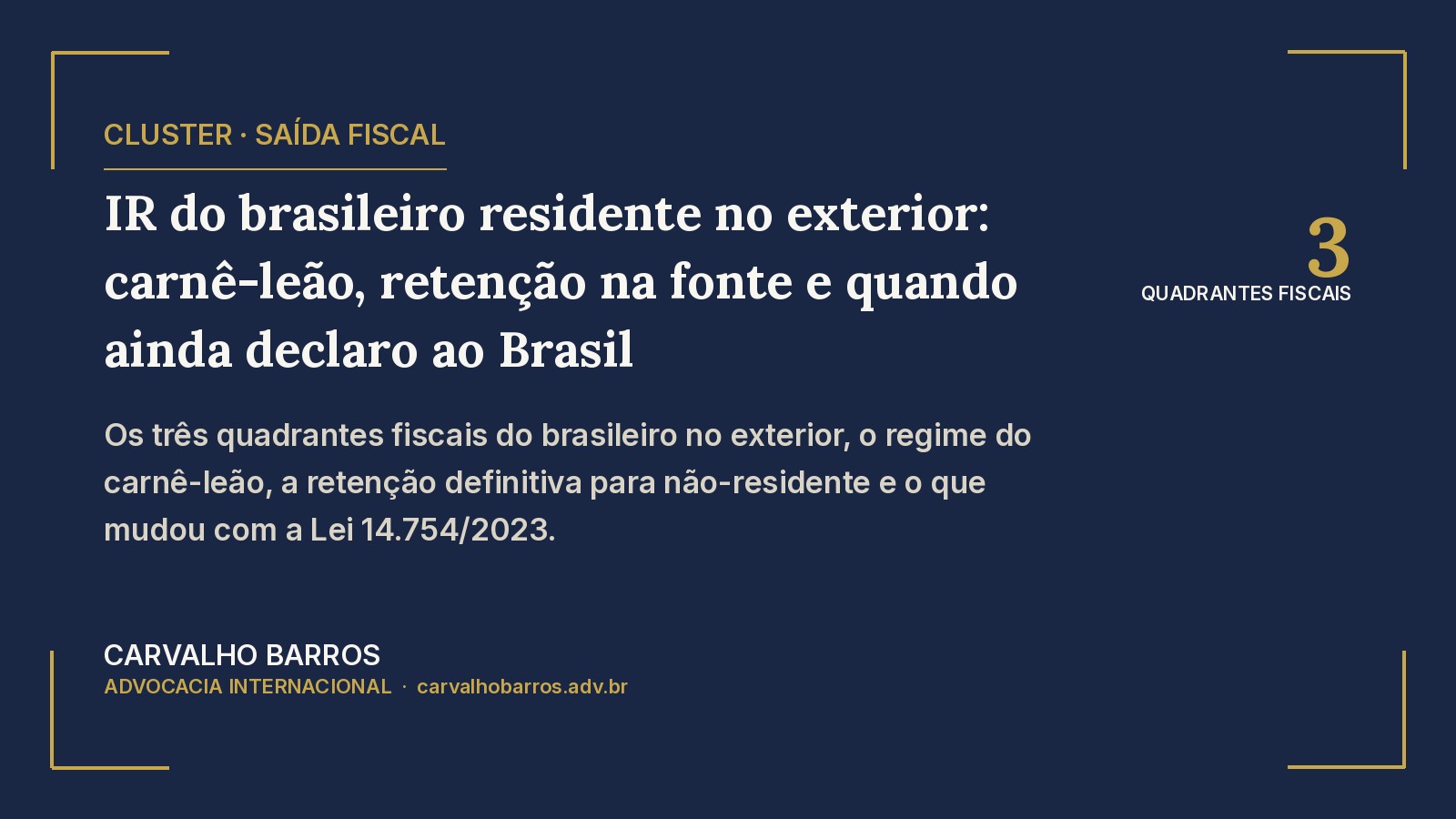IR do brasileiro residente no exterior — os tres quadrantes fiscais, carne-leao e retencao na fonte