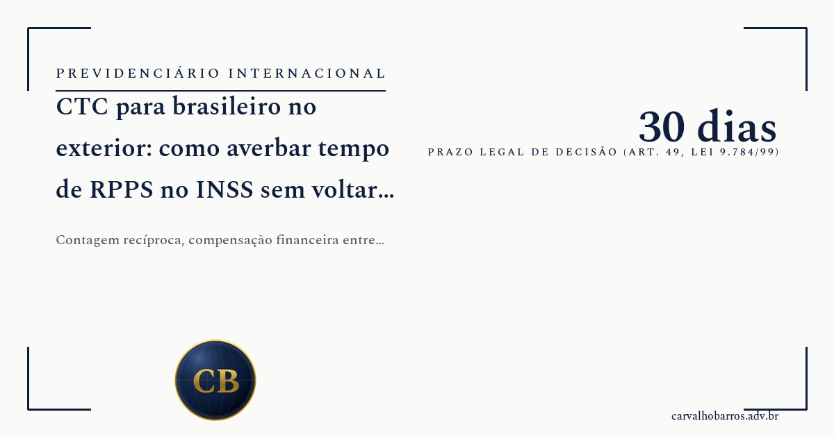 CTC para brasileiro no exterior: averbação no INSS | Carvalho Barros